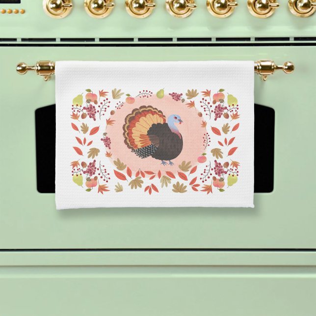 Paño De Cocina Acción de Gracias Turquía y hojas de otoño (Subido por el creador)