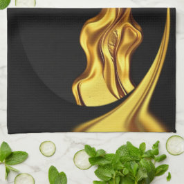 Paño De Cocina Achempong Opulent Swirl Liquid Gold Black Monochro