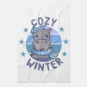 Paño De Cocina Acogedor animal de invierno