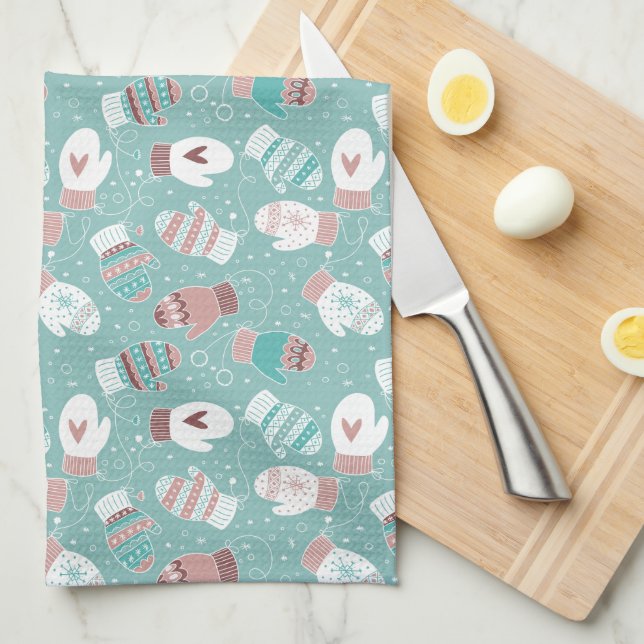 Paño De Cocina Acogedores Navidades de invierno miden el patrón e (Doblado Cuarto)