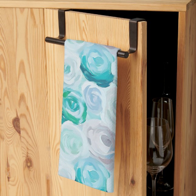Paño De Cocina Acryl Rosen in Blau Türkis Farben  (Pliegue de tercios)