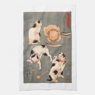Paño De Cocina Actitudes japonesas del gato del arte de Kuniyoshi