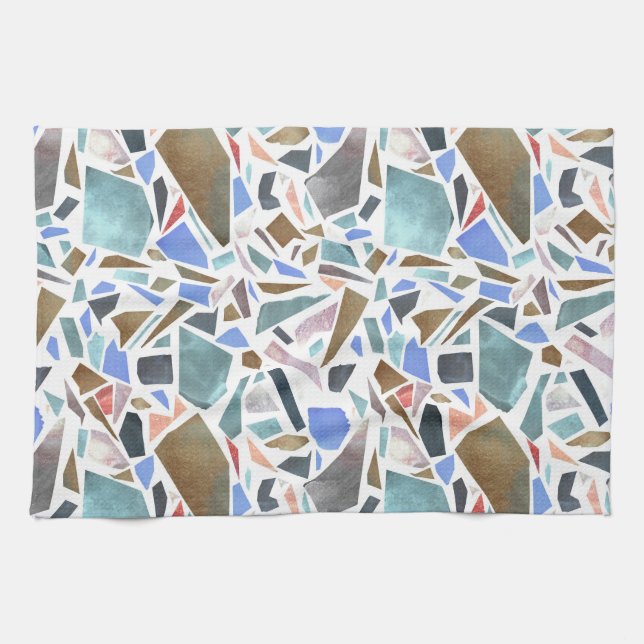 Paño De Cocina acuarela abstracta: fondo blanco dibujado a mano. (Horizontal)