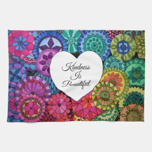 Paño De Cocina Acuarela Arcoiris Mandala con corazón