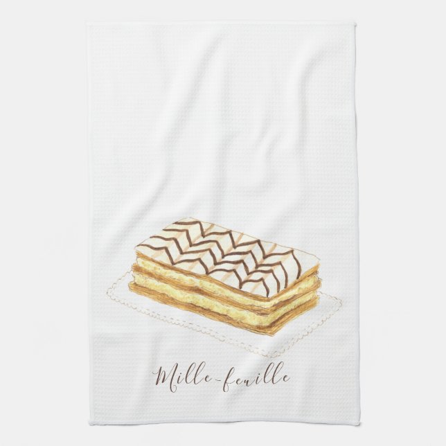 Paño De Cocina Acuarela de bollería de Mille-feuille (Vertical)
