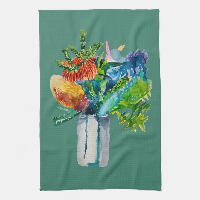 Paño De Cocina Acuarela de flores nativas australianas (Vertical)