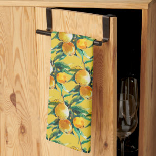 Paño De Cocina Acuarela de Fruta Naranja Arte de Cítricos Frescos