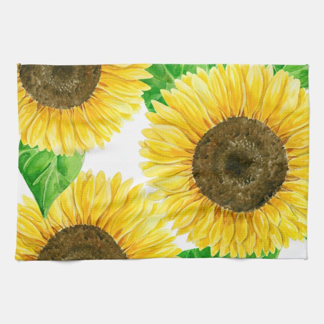 Paño De Cocina acuarela de girasoles (Horizontal)