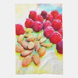 Paño De Cocina Acuarela de las frambuesas y de las almendras