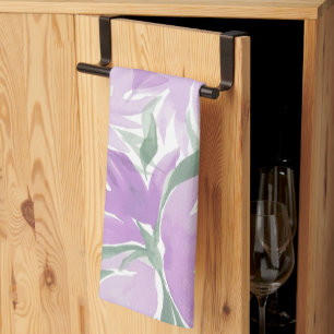 Paño De Cocina Acuarela De Lavander Morado Elegante Floral