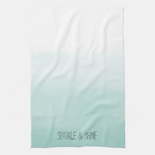 Paño De Cocina Acuarela De Ombre Blanco Mint