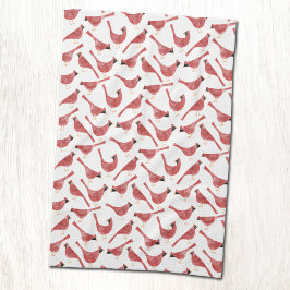 Paño De Cocina Acuarela de pájaro cardinal festivo