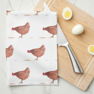 Paño De Cocina Acuarela de pollo Country Rooster Farmhouse