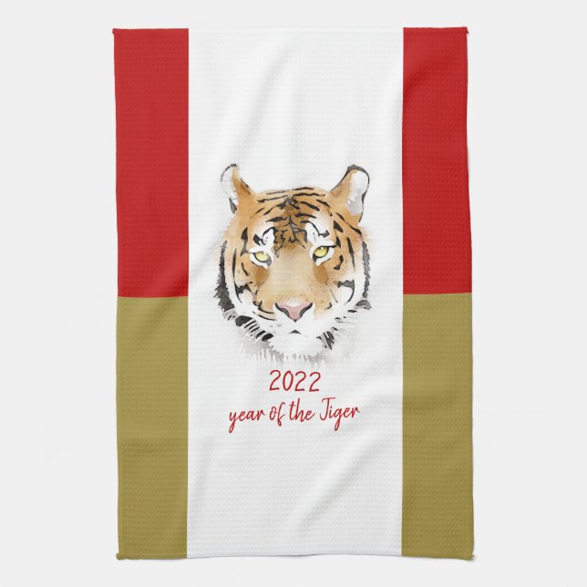 Paño De Cocina Acuarela de tigre, año nuevo chino 2022, zodiaco (Vertical)