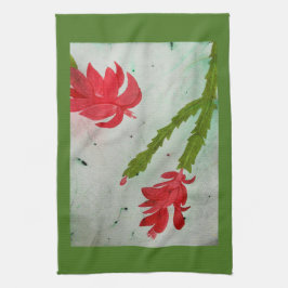 Paño De Cocina Acuarela del cactus de navidad