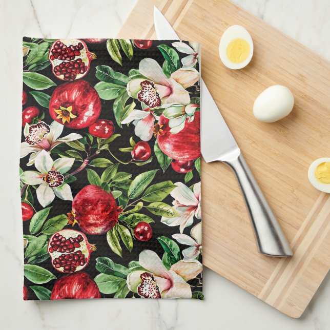 Paño De Cocina acuarela esboza un patrón detallado y elegante de  (Doblado Cuarto)