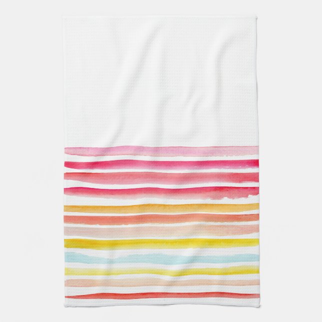 Paño De Cocina acuarela estriada de color veraniego (Vertical)