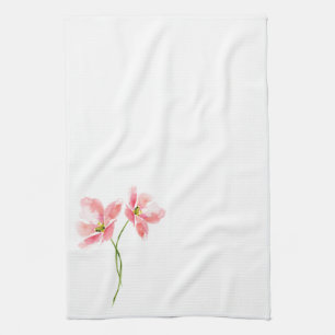 Paño De Cocina Acuarela floral rosa suave