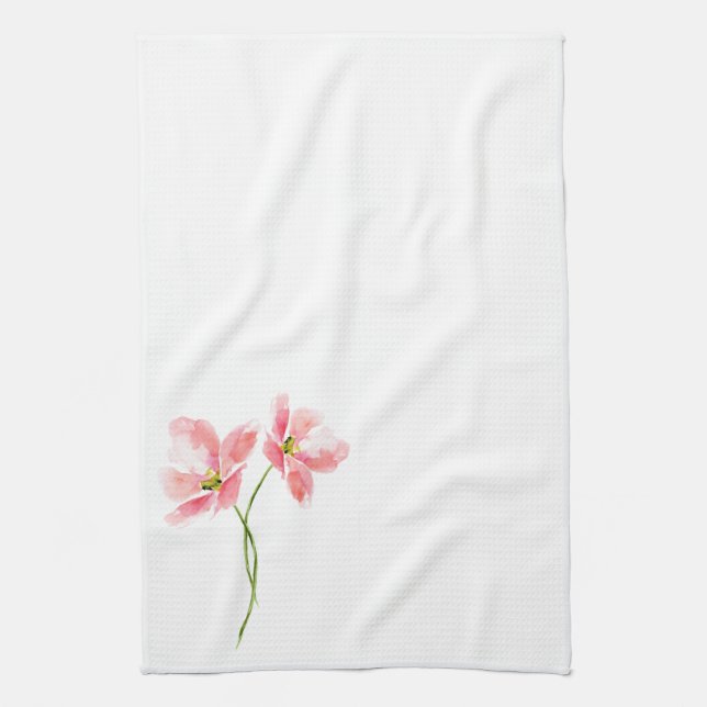 Paño De Cocina Acuarela floral rosa suave (Vertical)