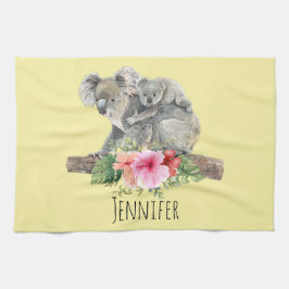 Paño De Cocina Acuarela Koala Bears Cuece Mamá Y Bebé