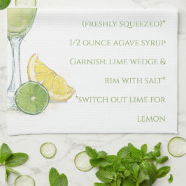 Paño De Cocina Acuarela Margarita Cocktail Receta Acuarela
