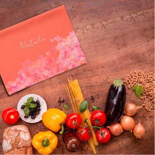 Paño De Cocina Acuarela nombre silvestre naranja rojo