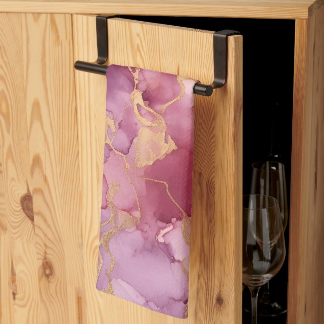 Paño De Cocina acuarela rosa (Pliegue de tercios)