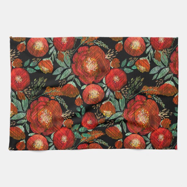 Paño De Cocina Acuarela, rosas. (Horizontal)