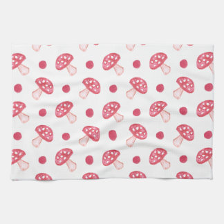 Paño De Cocina acuarela setas rojas lindas y puntos de polka