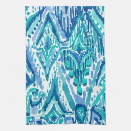Paño De Cocina Acuarela tribal de la franja de Ikat de la