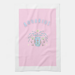 Paño De Cocina Acuario rosa, impresión de signo zodiacal, signo e