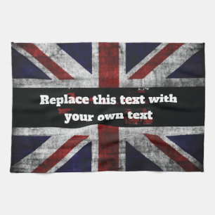 Paño De Cocina Add text on English flag Throw Pillow