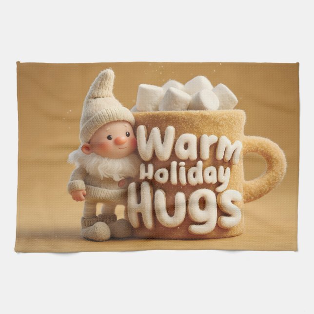 Paño De Cocina Adorable Felt Gnome with Marshmallow Mug  (Horizontal)