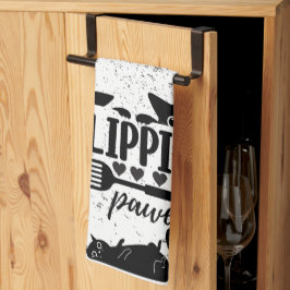 Paño De Cocina Adorable "Flippin Pawesome" con gatos piñones