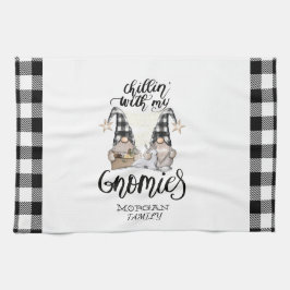 Paño De Cocina Adorable Gnomes Cute Gnomes Negro Tapado de Búfalo