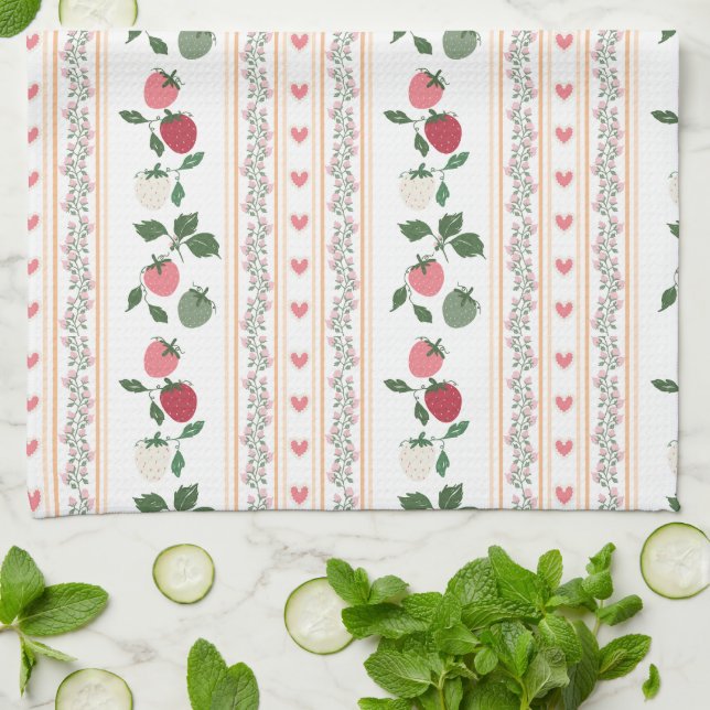 Paño De Cocina Adorable patrón botánico antiguo y dulce (Doblado)