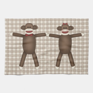 Paño De Cocina Adorable Personalizable Sock Monkey Tees, Regalos