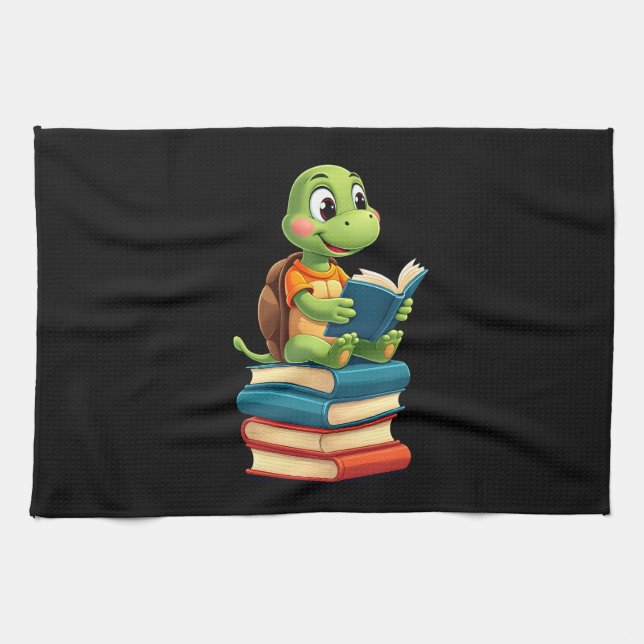 Paño De Cocina Adorable Turtle Reading Books (4) (Horizontal)