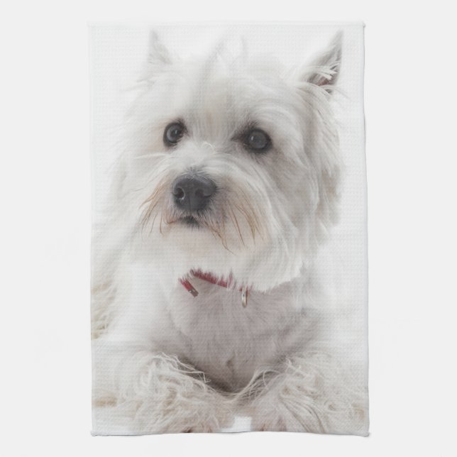 Paño De Cocina Adorable White West Highland Terrier (Vertical)