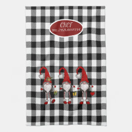 Paño De Cocina Adorables Gnomo Lindos Plaid Búfalo