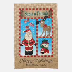 Paño De Cocina Adorables Santa Claus y amigos
