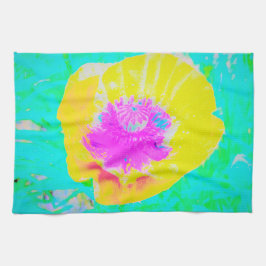 Paño De Cocina Adormidera amarilla con centro rosado caliente en 