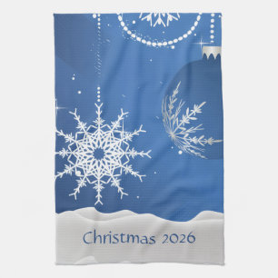 Paño De Cocina Adornos Navidad 2026 Copo de Nieve Agregar Nombre