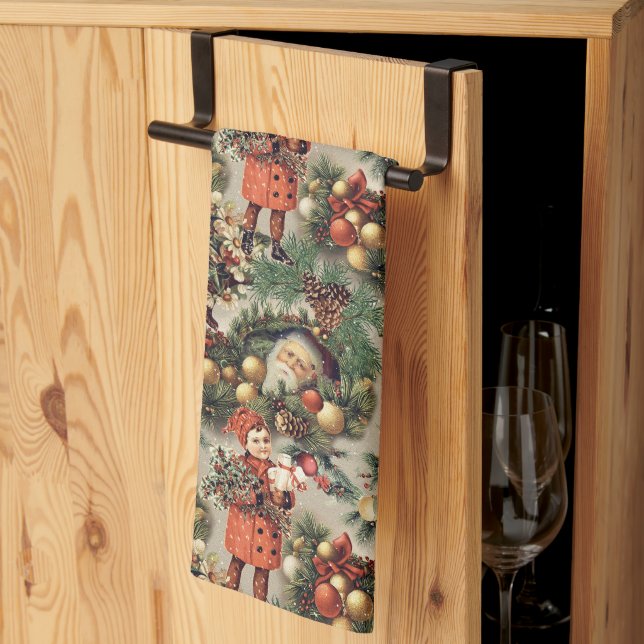 Paño De Cocina Adornos Navideños Victorianos Antiguos (Pliegue de tercios)
