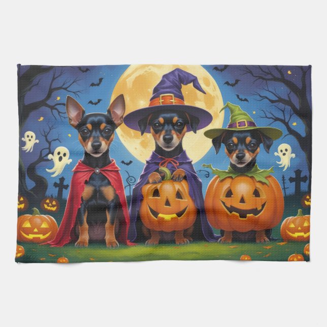 Paño De Cocina Affenpinscher Dogs Pumpkin Halloween Funny (Horizontal)