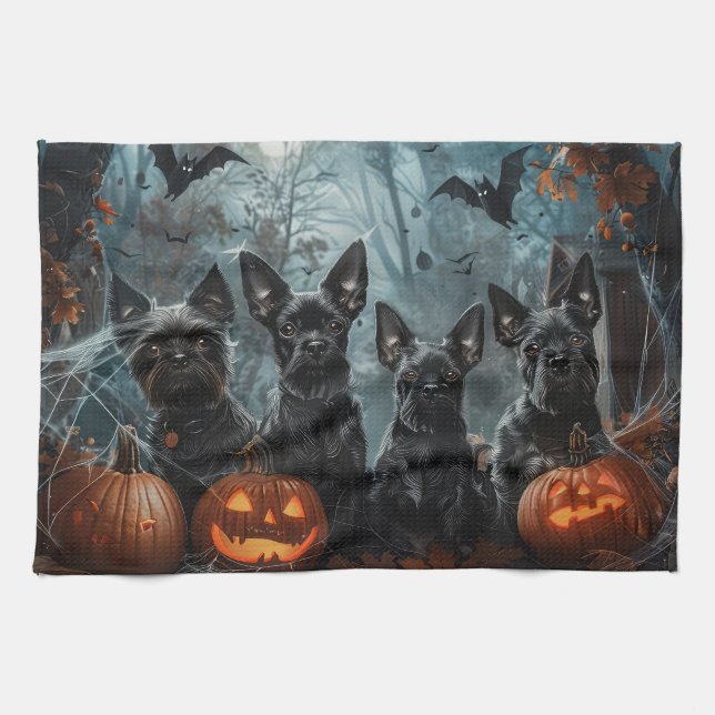 Paño De Cocina Affenpinscher Halloween Noche Doggy Delight (Horizontal)