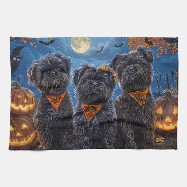 Paño De Cocina Affenpinscher Halloween Spooky (Horizontal)