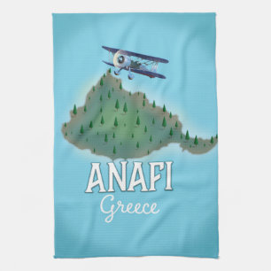Paño De Cocina Afiche de viaje de Anafi Island Greece.