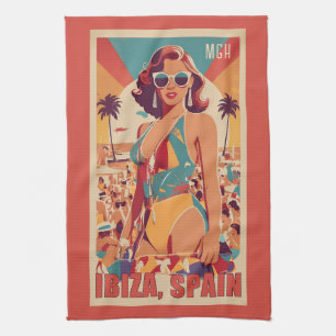 Paño De Cocina Afiche de viaje de personalizado Monograma Ibiza,