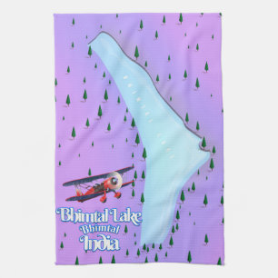 Paño De Cocina Afiche de viaje del lago Bhimtal India.